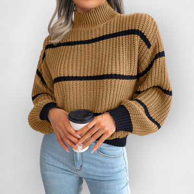 Striped Half-Turtleneck Sweater