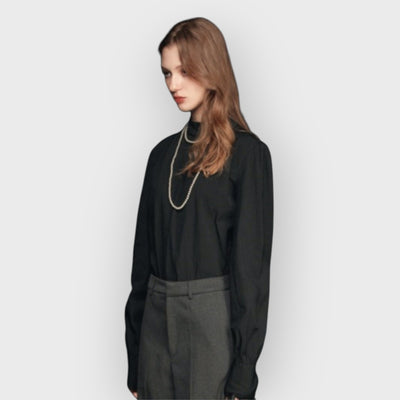 Mock Neck Puff Sleeve Blouse
