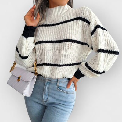 Striped Half-Turtleneck Sweater