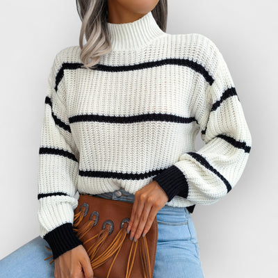 Striped Half-Turtleneck Sweater