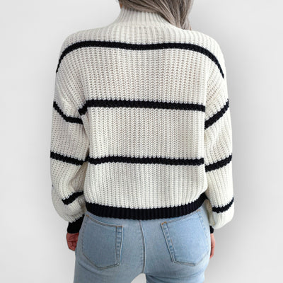 Striped Half-Turtleneck Sweater