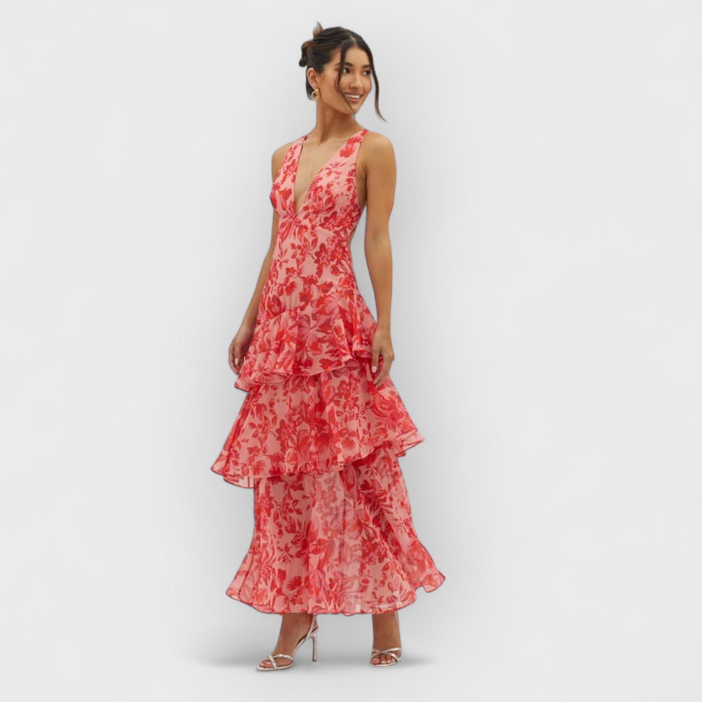 Strappy Back Ruffle Maxi Dress