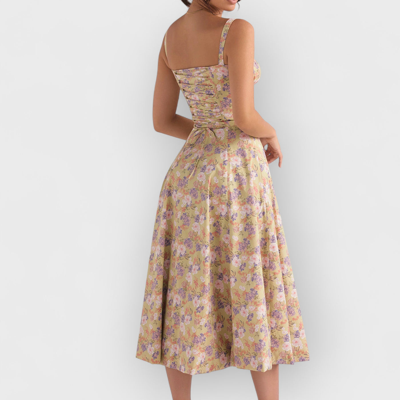 Rose Print Herringbone Slip Dress