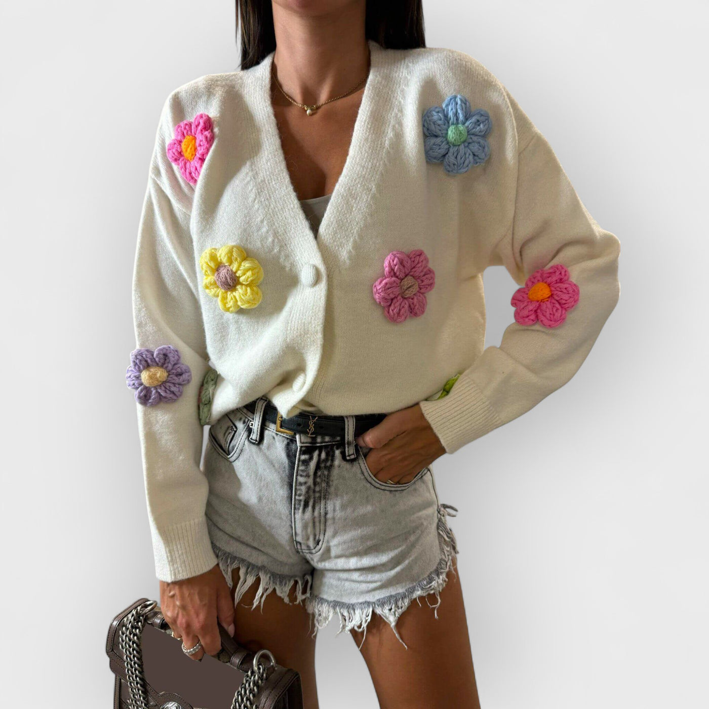 Casual Crochet Flower Cardigan Sweater Jacket