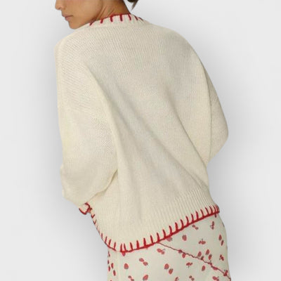 Bow Jacquard Loose Pullover Sweater