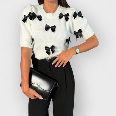 Delicate Bow Short-Sleeved Sweater