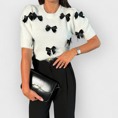 Delicate Bow Short-Sleeved Sweater